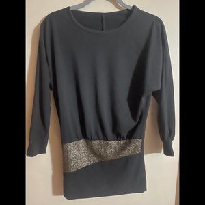 Black Sweater/Blouse with Gold Stripe detail
